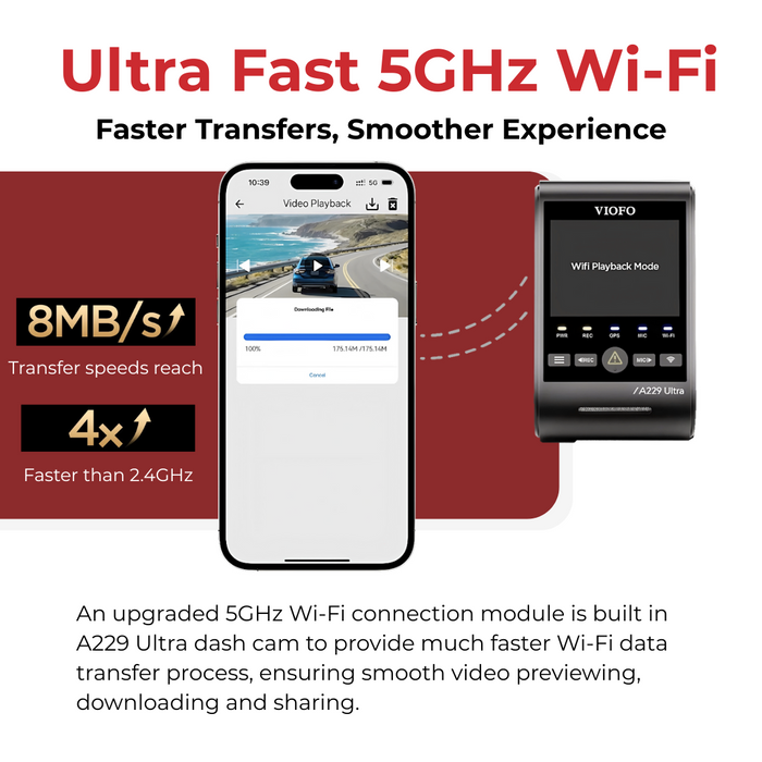 VIOFO A229 Ultra 4K+4K+1080p 3-Channel 30FPS UHD Dash Cam