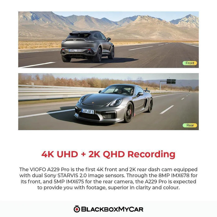 VIOFO A229 Pro Duo 4K UHD 2-Channel Dash Cam | VIOFO | Dash Cams | BlackboxMyCar