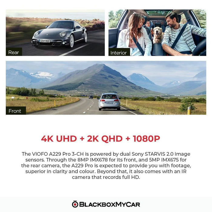 VIOFO A229 Pro 4K UHD 3-Channel Dash Cam | VIOFO | Dash Cams | BlackboxMyCar