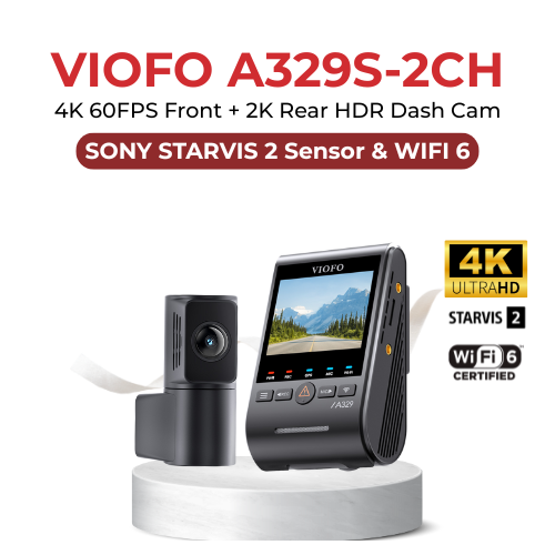 VIOFO A329S 4K+2K 2-Channel 60FPS Wi-Fi 6 Dash Cam
