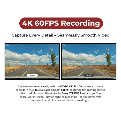 VIOFO A329T 4K+2K+2K 3-Channel 60FPS Wi-Fi 6 Dash Cam