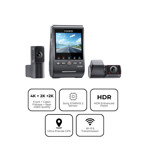 VIOFO A329S 4K+2K+2K 3-Channel 60FPS Wi-Fi 6 Dash Cam