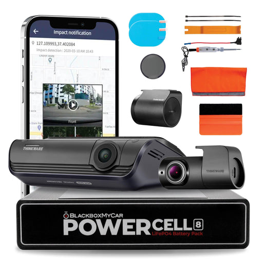 [Signature Bundle] Thinkware Q1000 Dual Channel + BlackboxMyCar PowerCell 8 Battery Pack + Bonus 2-Year Warranty - Dash Cam Bundles - {{ collection.title }} - 2-Channel, 2K QHD @ 30 FPS, ADAS, App Compatible, Camera Alerts, Cloud, CPL Filter, Dash Cam Bundles, Desktop Viewer, G-Sensor, GPS, Hardwire Install, Loop Recording, Mobile App, Mobile App Viewer, Night Vision, Parking Mode, Rear Camera, sale, Security, South Korea, Super Capacitor, Voice Alerts, Wi-Fi - BlackboxMyCar