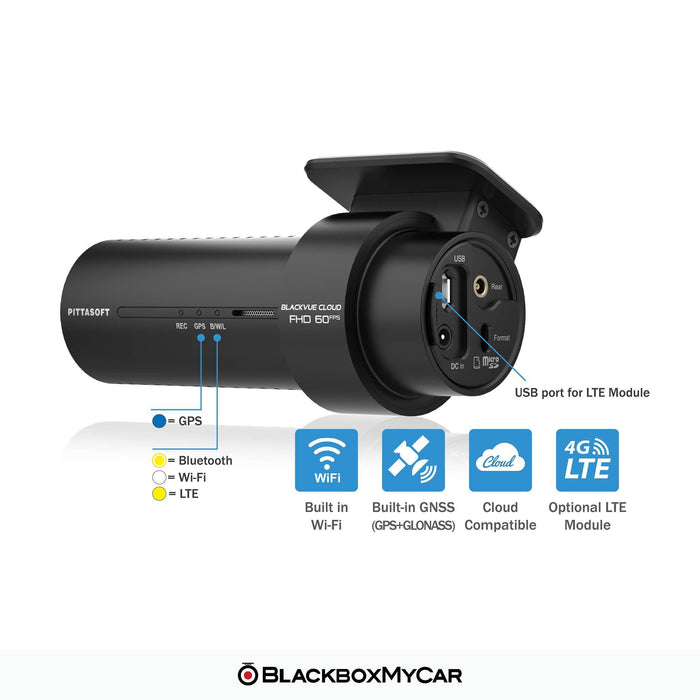 BlackVue DR770X-2CH Full HD Cloud Dash Cam - Dash Cams - {{ collection.title }} - 1080p Full HD @ 60 FPS, 2-Channel, Adhesive Mount, App Compatible, Bluetooth, Cloud, Dash Cams, Desktop Viewer, G-Sensor, GPS, Hardwire Install, Loop Recording, Mobile App, Mobile App Viewer, Night Vision, Parking Mode, Security, South Korea, Super Capacitor, Wi-Fi - BlackboxMyCar