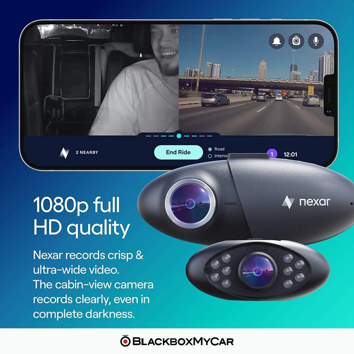 [OPEN BOX] Nexar Pro Full HD IR (Infrared) GPS Dash Cam - Dash Cams - {{ collection.title }} - 1080p Full HD @ 30 FPS, 12V Plug-and-Play, 2-Channel, Cloud, Dash Cams, G-Sensor, GPS, Infrared (IR), Loop Recording, Mobile App Viewer, Night Vision, sale, Suction Mount, Wi-Fi - BlackboxMyCar
