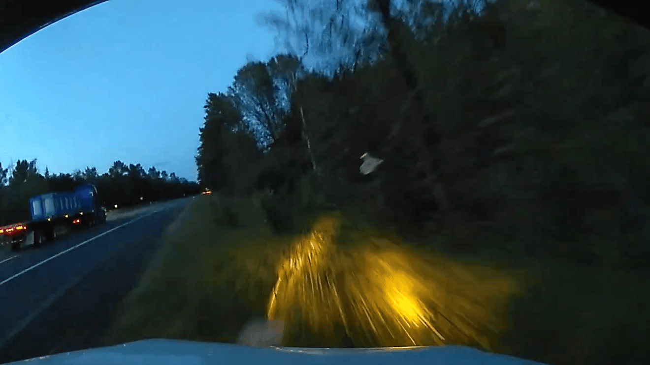 KATU image from I-84 semi hit-and-run dash cam report