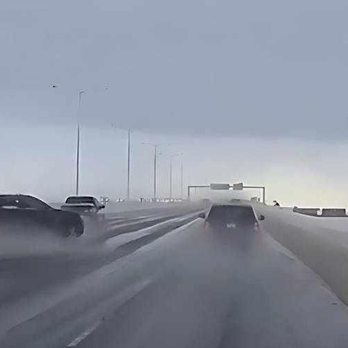Snowy Spring Dash Cam Footage Shows Sudden Hydroplaning | Snowy Spring Dash Cam Footage Shows Sudden Hydroplaning | BlackboxMyCar