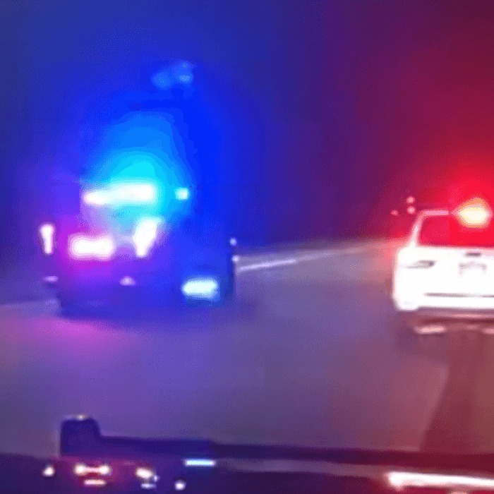 Walker Police dash cam still from I-96 wrong-way driver stop