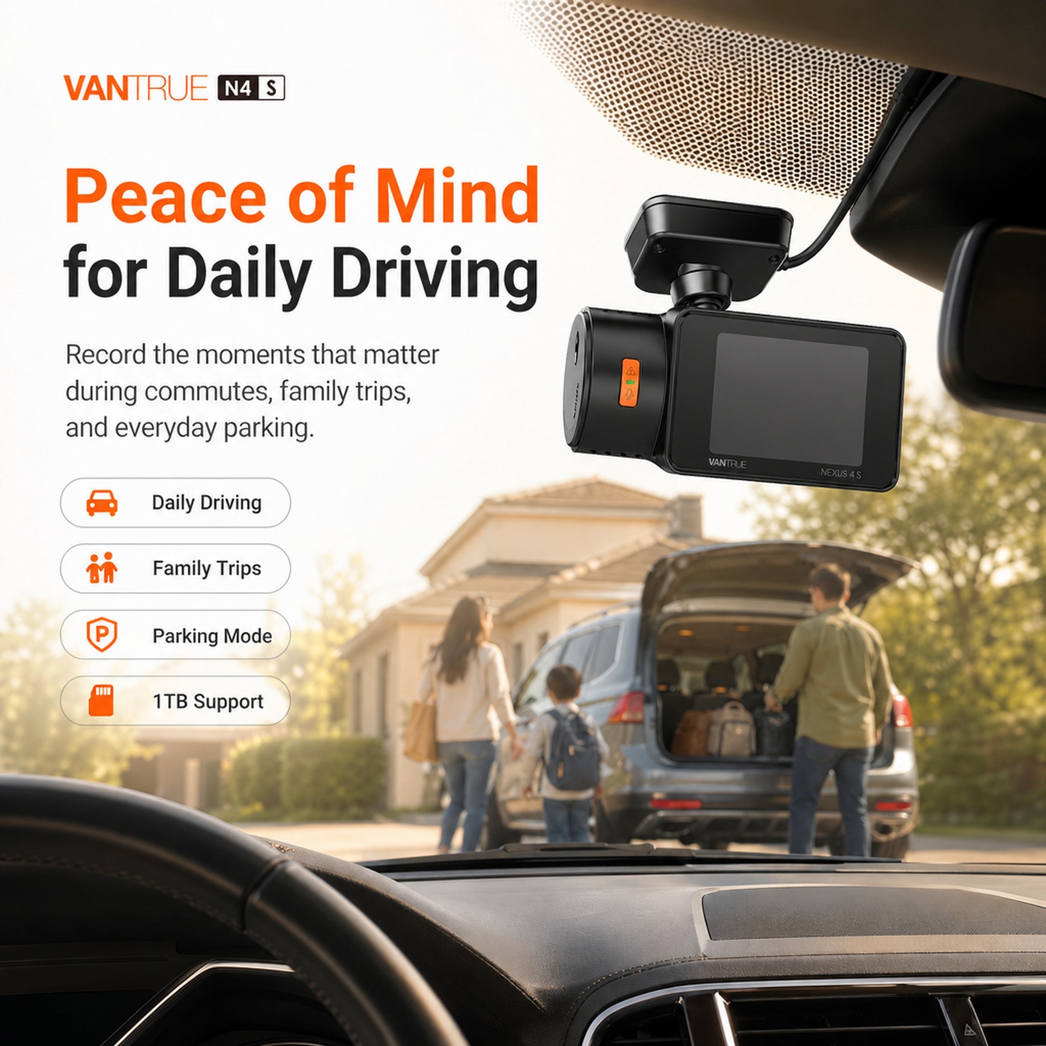 Vantrue Nexus 4S (N4S) 3-Channel 2K QHD Dash Cam with Sony STARVIS