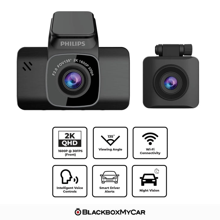 Philips GoSure GS5101D 2K QHD Dual-Channel Dash Cam | Philips | Dash Cams | BlackboxMyCar