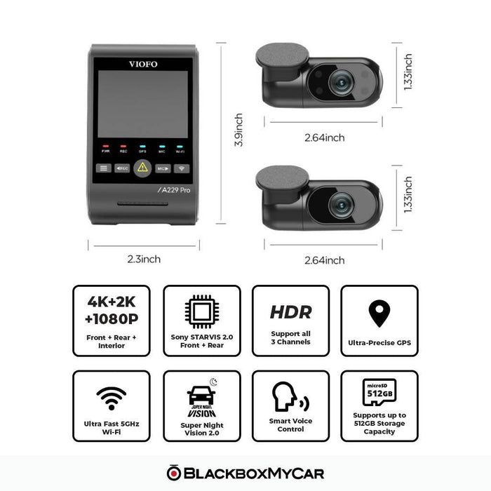 VIOFO A229 Pro 4K UHD 3-Channel Dash Cam — BlackboxMyCar