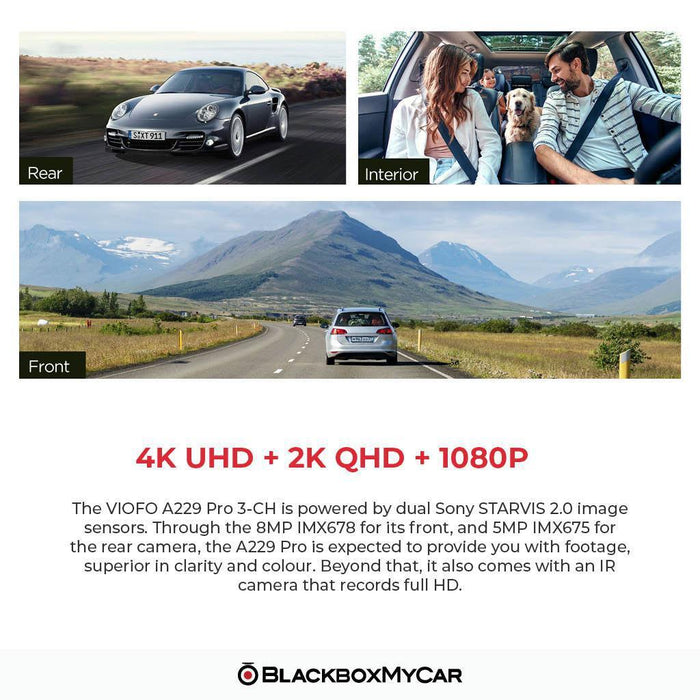 VIOFO A229 Pro 4K UHD 3-Channel Dash Cam - None / None / CPL Filter