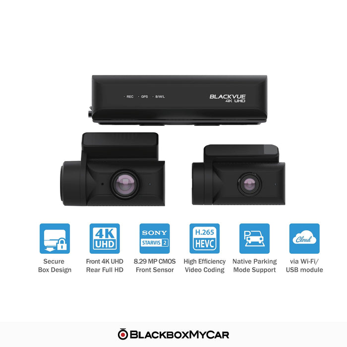 BlackVue DR970X-2CH Box Plus 4K UHD Cloud Dash Cam - Dash Cams - {{ collection.title }} - 2-Channel, 4K UHD @ 30 FPS, Adhesive Mount, App Compatible, Bluetooth, Cloud, Dash Cams, Desktop Viewer, G-Sensor, GPS, Hardwire Install, Loop Recording, Mobile App, Mobile App Viewer, Night Vision, Parking Mode, Security, South Korea, Super Capacitor, Wi-Fi - BlackboxMyCar
