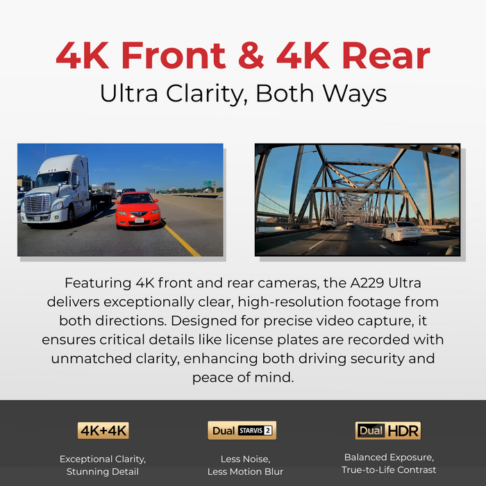 VIOFO A229 Ultra 4K+4K 2-Channel 30FPS UHD Dash Cam