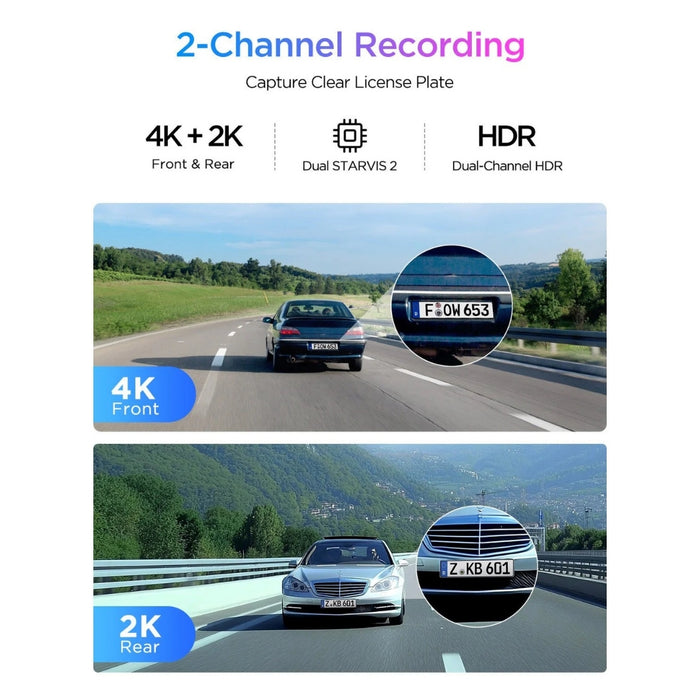 VIOFO A329S 2CH 4K UHD 60FPS Front + 2K Rear Sony STARVIS 2 Dash Cam