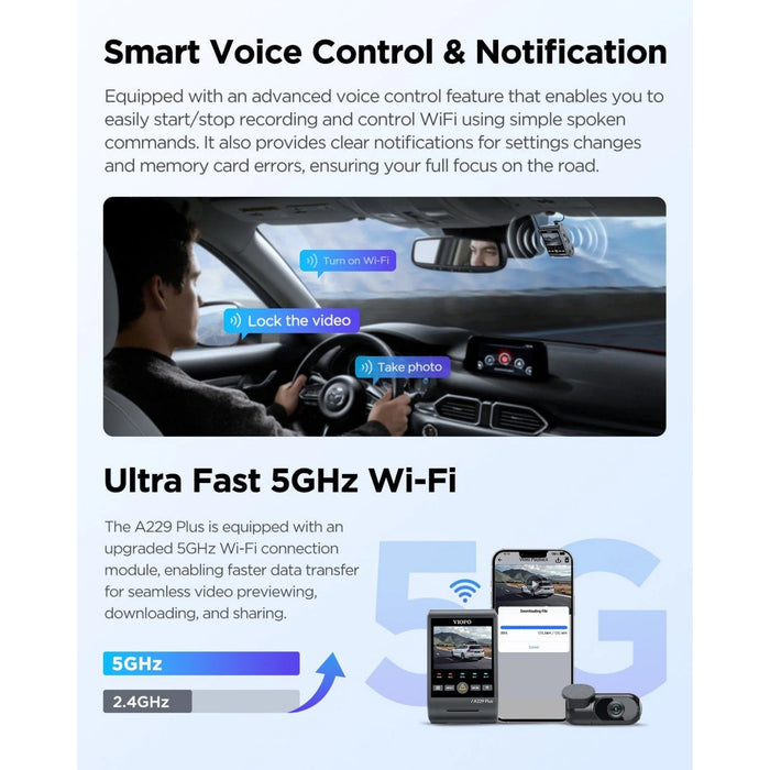 VIOFO A229 Plus 2-Channel 2K QHD Sony STARVIS 2 Dash Cam