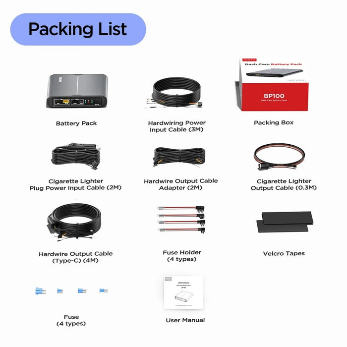 VIOFO BP100 LiFePO4 Dash Cam Battery Pack