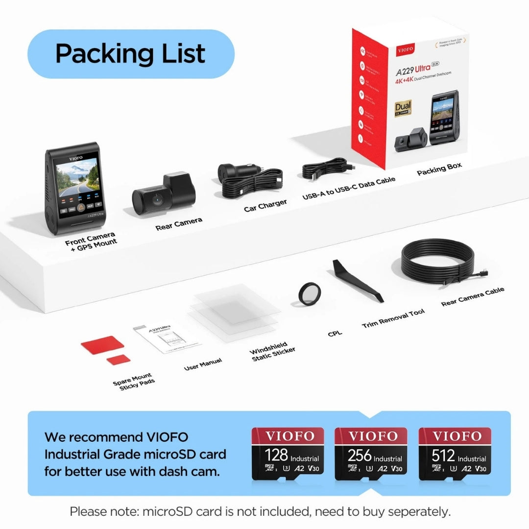 VIOFO A229 Ultra 2CH | Dual 4K Front + Rear Dash Cam — BlackboxMyCar