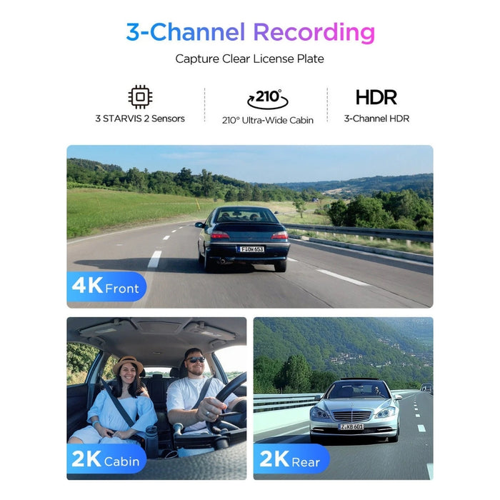 VIOFO A329S 3CH 4K Front + 2K Rear + 2K Interior Sony STARVIS 2 Dash Cam