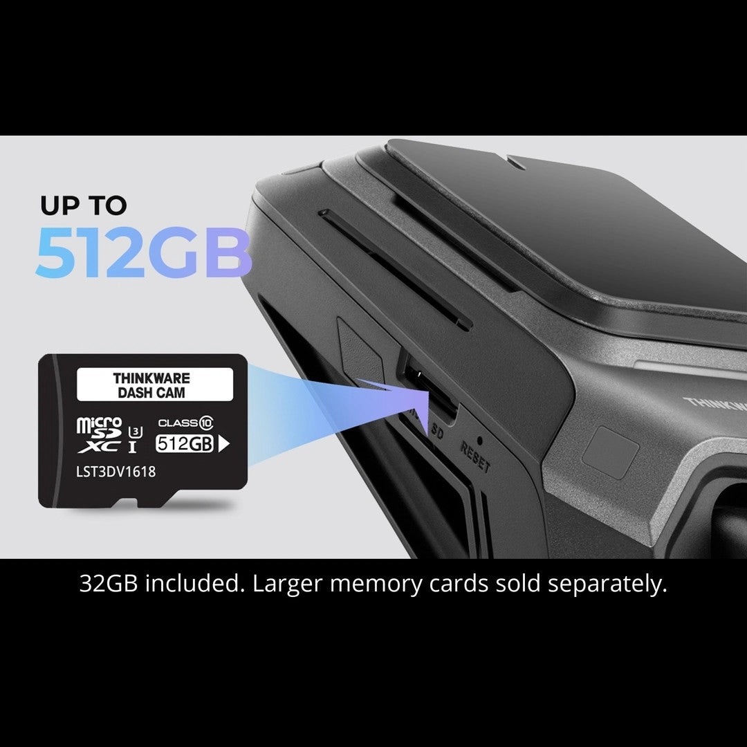 Thinkware ARC 800 supports up to 512GB cards; 32GB card included