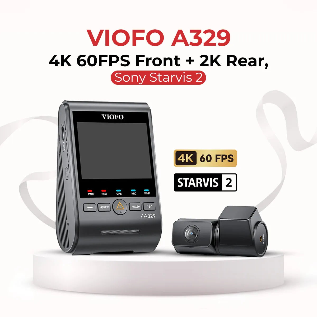 [REFURBISHED] VIOFO A329 4K UHD 2-Channel 60FPS Wi-Fi 6 Dash Cam