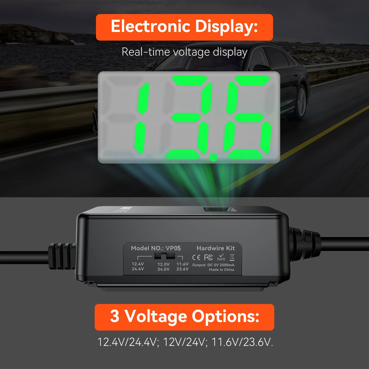 Vantrue Voltage Display Type-C Hardwire Kit