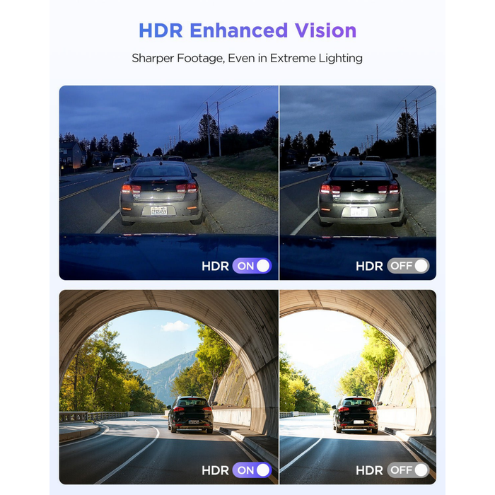 VIOFO A119M Pro HDR-on and HDR-off footage comparisons