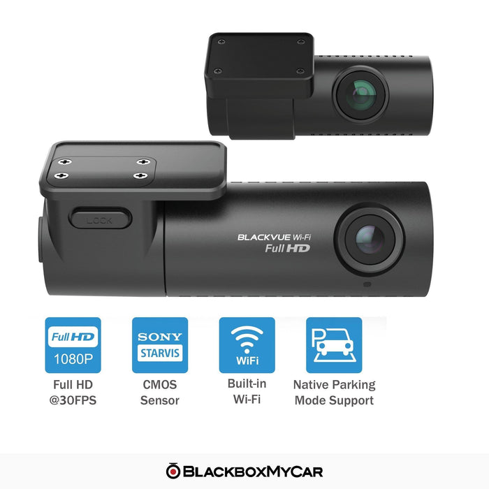 BlackVue DR590X-2CH Full HD Dash Cam - Dash Cams - BlackVue DR590X-2CH Full HD Dash Cam - 1080p Full HD @ 30 FPS, 12V Plug-and-Play, 2-Channel, 256GB, Adhesive Mount, App Compatible, Bluetooth, Desktop Viewer, G-Sensor, GPS, Hardwire Install, Loop Recording, Mobile App, Mobile App Viewer, Night Vision, Parking Mode, Rear Camera, Security, South Korea, Super Capacitor, Voice Alerts, Wi-Fi - BlackboxMyCar