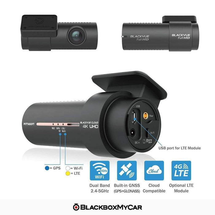 [REFURBISHED] BlackVue DR900X-2CH 4K Dual-Channel Cloud Dash Cam - Dash Cams - {{ collection.title }} - 2-Channel, 4K UHD @ 30 FPS, Adhesive Mount, Cloud, Dash Cams, Desktop Viewer, G-Sensor, GPS, Hardwire Install, Loop Recording, LTE, Mobile App, Mobile App Viewer, Night Vision, Parking Mode, Rear Camera, South Korea, Wi-Fi - BlackboxMyCar