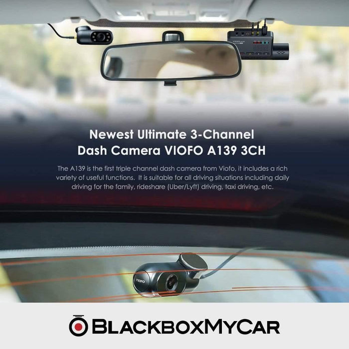 [REFURBISHED] VIOFO A139 3-Channel Dash Cam with GPS - Dash Cams - [REFURBISHED] VIOFO A139 3-Channel Dash Cam with GPS - 2K QHD @ 30 FPS, 3-Channel, Adhesive Mount, App. Compatible, China, CPL Filter, GPS, Hardwire Install, Infrared (IR), Loop Recording, Mobile App, Mobile App Viewer, Night Vision, Parking Mode, Rear Camera, Security, Wi-Fi - BlackboxMyCar