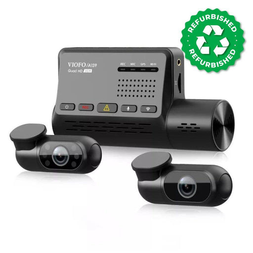 [REFURBISHED] VIOFO A139 3-Channel Dash Cam with GPS - Dash Cams - [REFURBISHED] VIOFO A139 3-Channel Dash Cam with GPS - 2K QHD @ 30 FPS, 3-Channel, Adhesive Mount, App. Compatible, China, CPL Filter, GPS, Hardwire Install, Infrared (IR), Loop Recording, Mobile App, Mobile App Viewer, Night Vision, Parking Mode, Rear Camera, Security, Wi-Fi - BlackboxMyCar