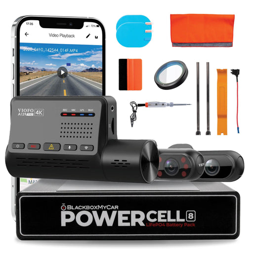 [Signature Bundle] VIOFO A139 Pro 3CH + BlackboxMyCar PowerCell 8 Battery Pack + Bonus 2-Year Warranty - Dash Cam Bundles - {{ collection.title }} - 12V Plug-and-Play, 2-Channel, 4K UHD @ 30 FPS, Adhesive mount, App Compatible, backorder:Sorry - Item on Backorder - ETA July 10th, Battery, Bluetooth, China, Dash Cam Bundles, Display Screen, G-Sensor, GPS, Hardwire Install, LiFePO4, Loop Recording, Mobile App Viewer, Night Vision, Parking Mode, sale, Super Capacitor, Wi-Fi - BlackboxMyCar