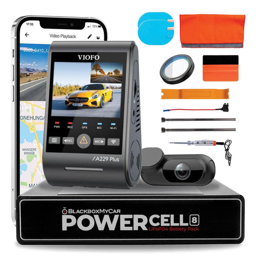 [Signature Bundle] VIOFO A229 Plus-2CH + BlackboxMyCar PowerCell 8 Battery Pack + Bonus 2-Year Warranty - Dash Cam Bundles - {{ collection.title }} - 2-Channel, 2K QHD @ 60 FPS, Dash Cams, G-Sensor, GPS, HDR, Loop Recording, Night Vision, Parking Mode, sale, Super Capacitor, Voice Alerts, Wi-Fi - BlackboxMyCar