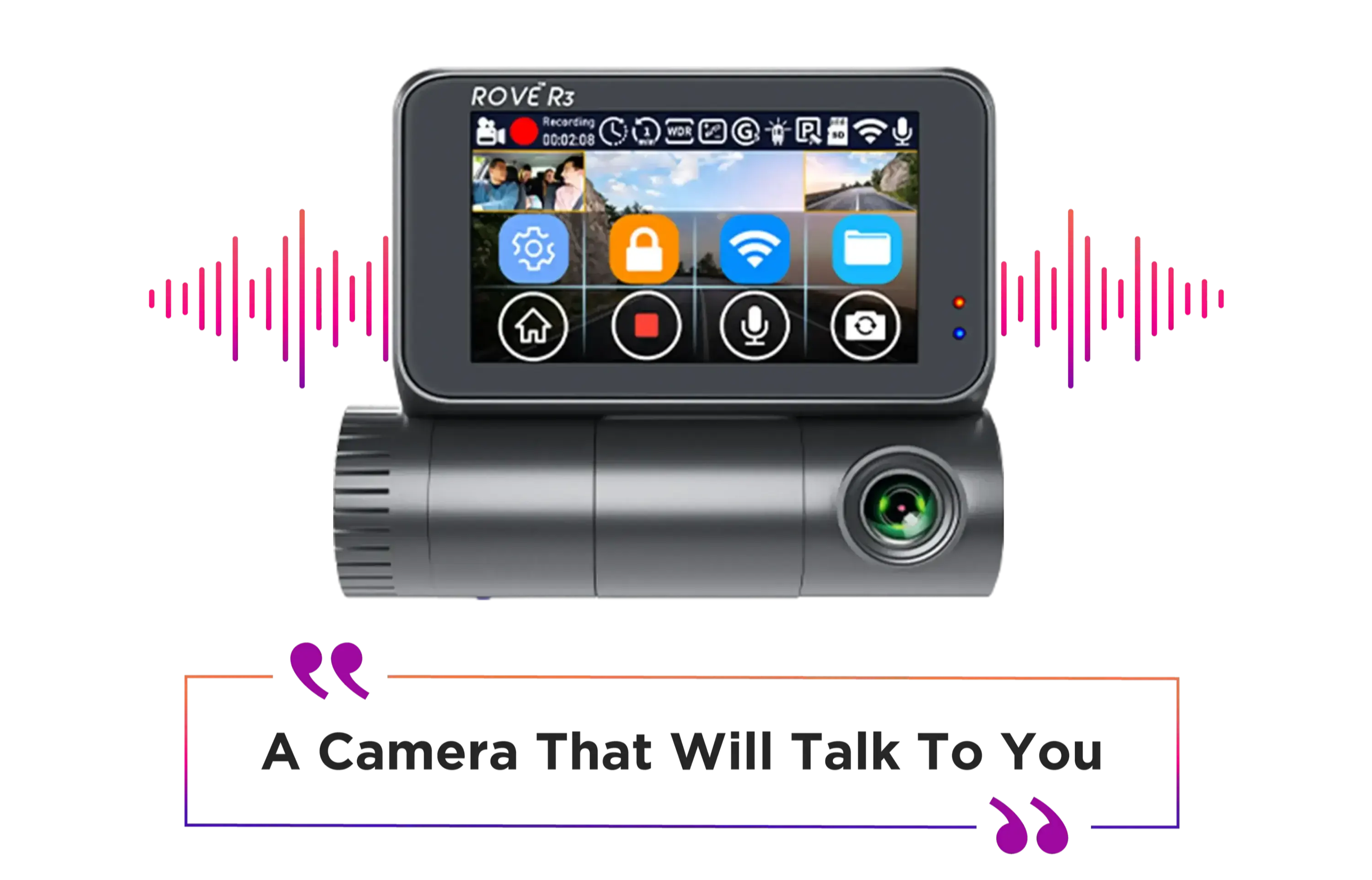 Rove R3 voice alerts and on-camera controls