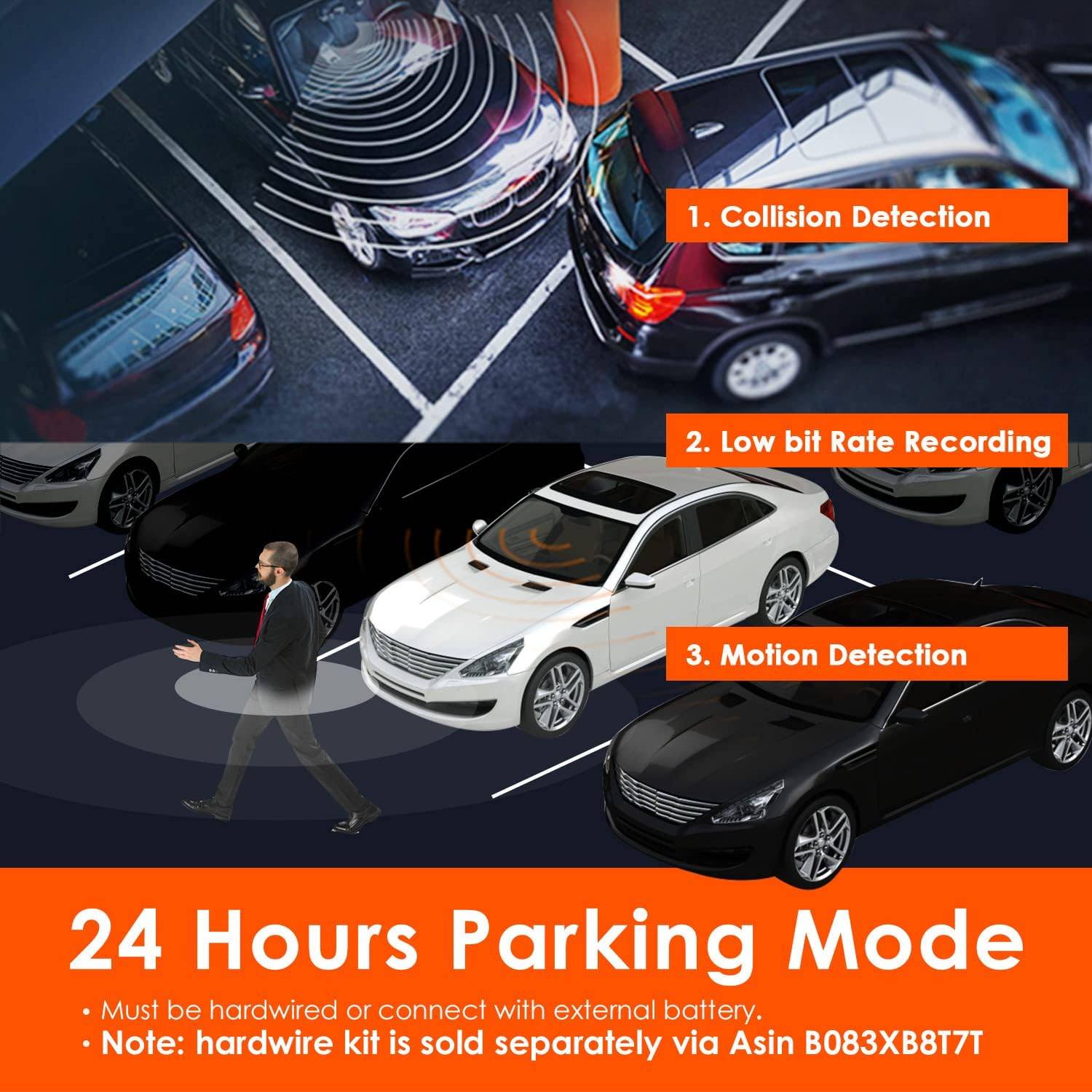 Vantrue N4 Pro parking mode options and recording coverage