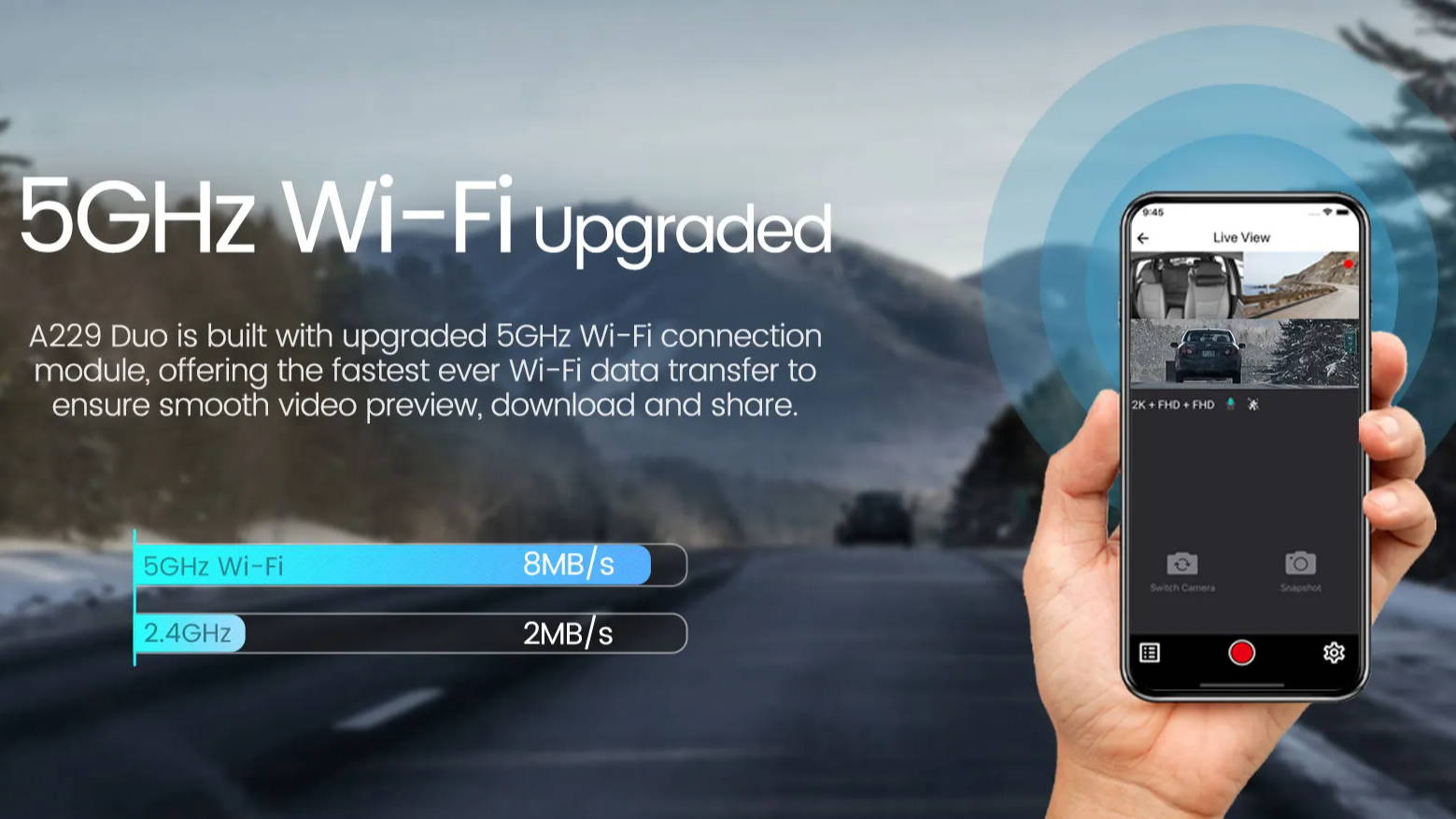 VIOFO A229's Ultra-Fast Wi-Fi Connectivity