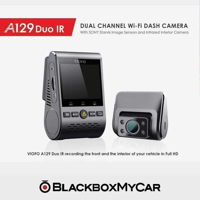 [REFURBISHED] VIOFO A129 Duo IR (Infrared) Dash Cam - Dash Cams - {{ collection.title }} - 1080p Full HD @ 30 FPS, 12V Plug-and-Play, 2-Channel, 256GB, Adhesive Mount, App Compatible, China, Dash Cams, Display Screen, G-Sensor, GPS, Hardwire Install, Infrared (IR), Loop Recording, Mobile App, Mobile App Viewer, Night Vision, Parking Mode, sale, Security, Super Capacitor, Wi-Fi - BlackboxMyCar Canada