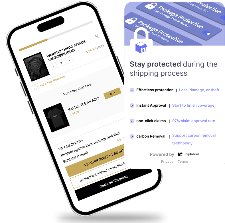 ShipInsure package protection displayed during checkout