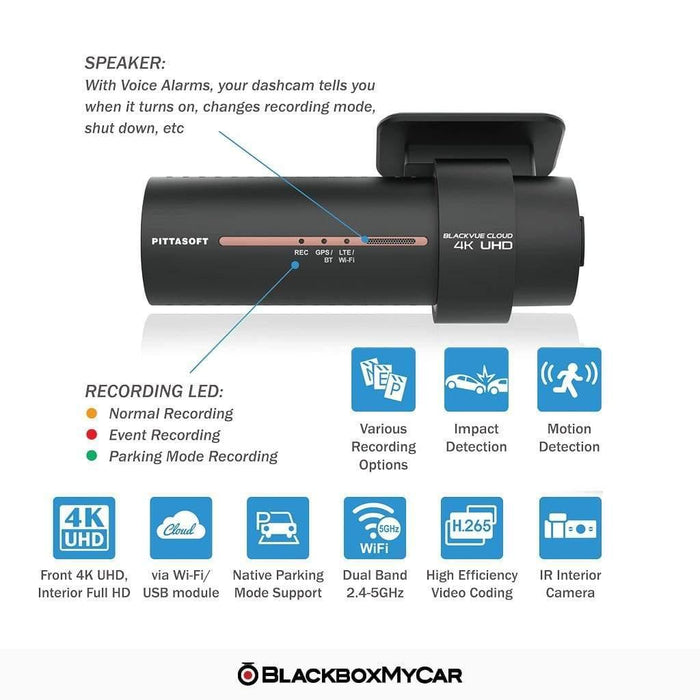 [REFURBISHED] BlackVue DR900X-2CH 4K Dual-Channel Cloud Dash Cam - Dash Cams - {{ collection.title }} - 2-Channel, 4K UHD @ 30 FPS, Adhesive Mount, Cloud, Dash Cams, Desktop Viewer, G-Sensor, GPS, Hardwire Install, Loop Recording, LTE, Mobile App, Mobile App Viewer, Night Vision, Parking Mode, Rear Camera, South Korea, Wi-Fi - BlackboxMyCar