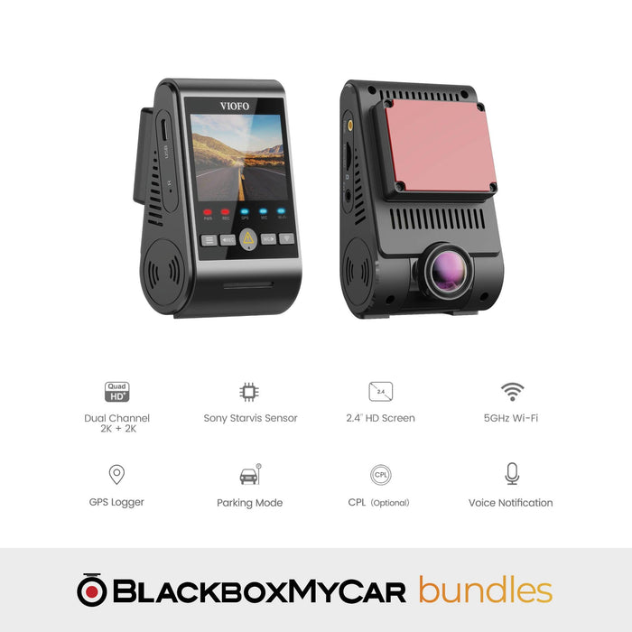 [Signature Bundle] VIOFO A229 Duo + BlackboxMyCar PowerCell 8 Battery Pack + Bonus 2-Year Warranty - Dash Cam Bundles - {{ collection.title }} - 2-Channel, 256GB, Adhesive Mount, App Compatible, China, CPL Filter, Dash Cam Bundles, Display Screen, G-Sensor, GPS, Hardwire Install, Loop Recording, Mobile App, Mobile App Viewer, Night Vision, Parking Mode, Rear Camera, sale, Security, Super Capacitor - BlackboxMyCar