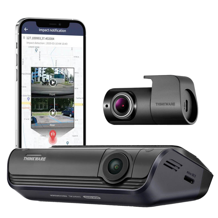 Thinkware Q1000 2K QHD Dual Channel Dash Cam - Dash Cams - {{ collection.title }} - 128GB, 2-Channel, 2K QHD @ 30 FPS, ADAS, Adhesive Mount, App Compatible, Bluetooth, Camera Alerts, Cloud, Dash Cams, Desktop Viewer, G-Sensor, GPS, Hardwire Install, Loop Recording, Mobile App, Mobile App Viewer, Night Vision, Parking Mode, Rear Camera, sale, Security, South Korea, Super Capacitor, Voice Alerts, Wi-Fi - BlackboxMyCar
